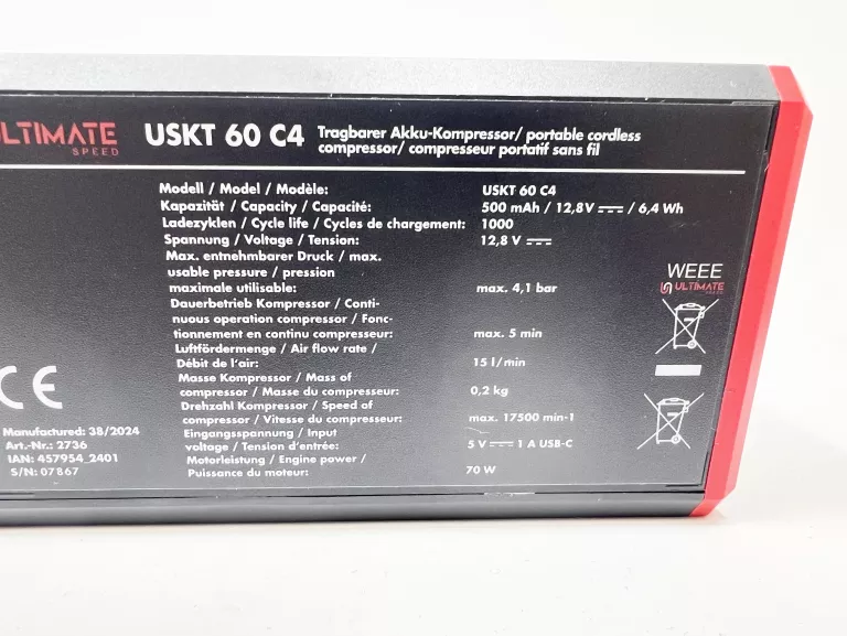 POMPKA KOMPRESOWA ULTIMATE SPEED USKT 60 C4 KOMPLET * BRAK KABLA *