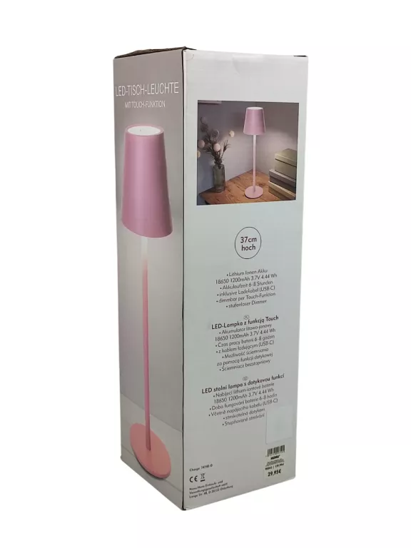 NANU-NANA LAMPA STOŁOWA LED USB-C STARY RÓŻ 37 CM STEROWANIE DOTYKIEM
