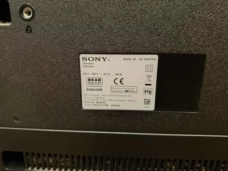 TELEWIZOR SONY KD55XG7005BAEP 55" LED 4K SMART TV DVB-T2 HEVC