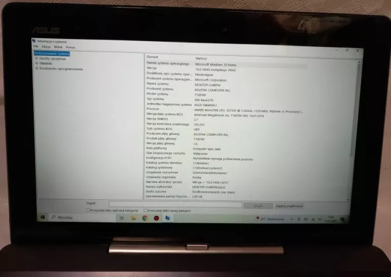 LAPTOP ASUS T100 INTEL ATOM 1.33GHZ 2GB RAM 32GB ŁAD