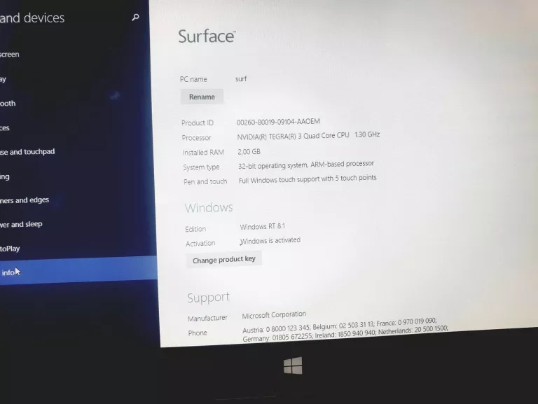 TABLET WINDOWS SURFACE RT 64GB - OPIS