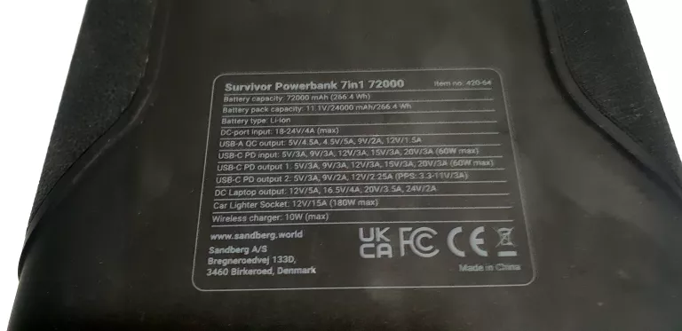 SANDBERG SURVIVOR POWERBANK 7IN1 72000 MAH