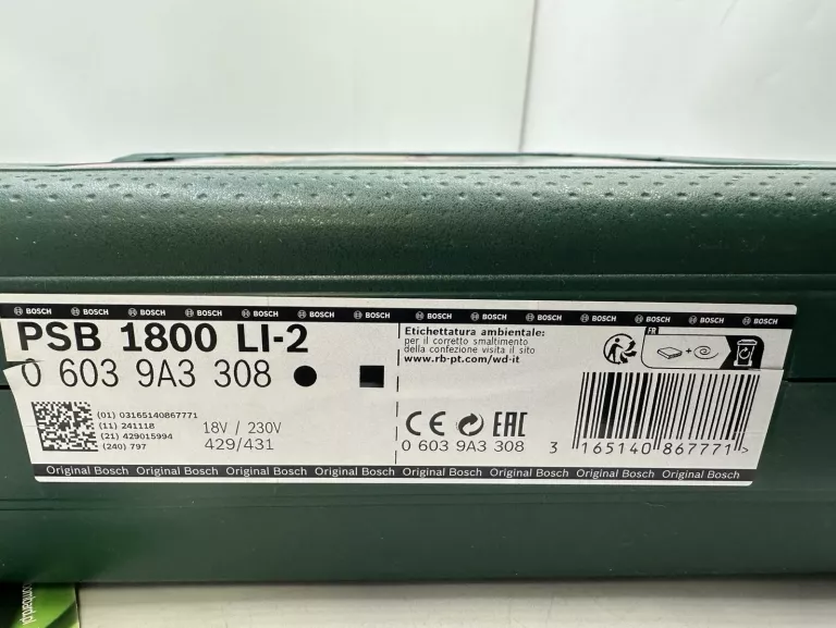 BOSCH PSB 1800 LI-2 WKRĘTARKA UDAROWA 38NM 18V 2X1,5AH WALIZKA
