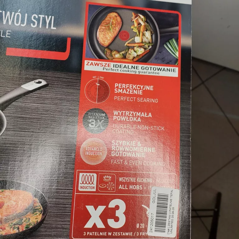 ZESTAW 3 PATELNIE TEFAL UNLIMITED 20-24-28