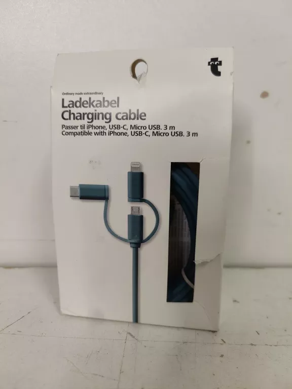 ŁADOWARKA USB 3M NIEBIESKA