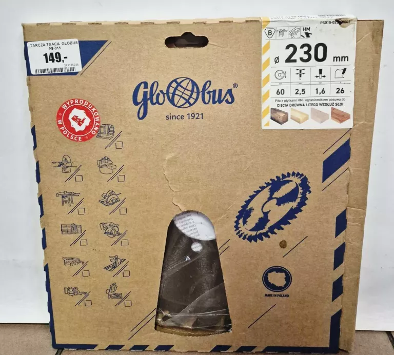 TARCZA TNĄCA  GLOBUS PS-015-0230-0002 230X60X2,5/1,6/26Z GM23