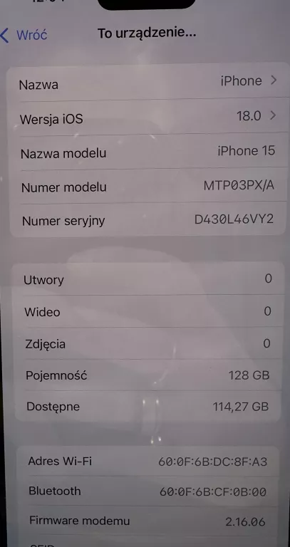 TELEFON IPHONE 15 128GB KONDYCJA 100%!