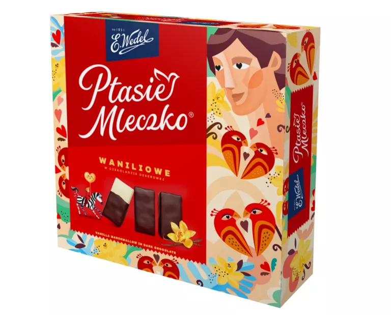 PTASIE MLECZKO WANILIOWE W CZEKOLADZIE DESEROWEJ E.WEDEL 340 G