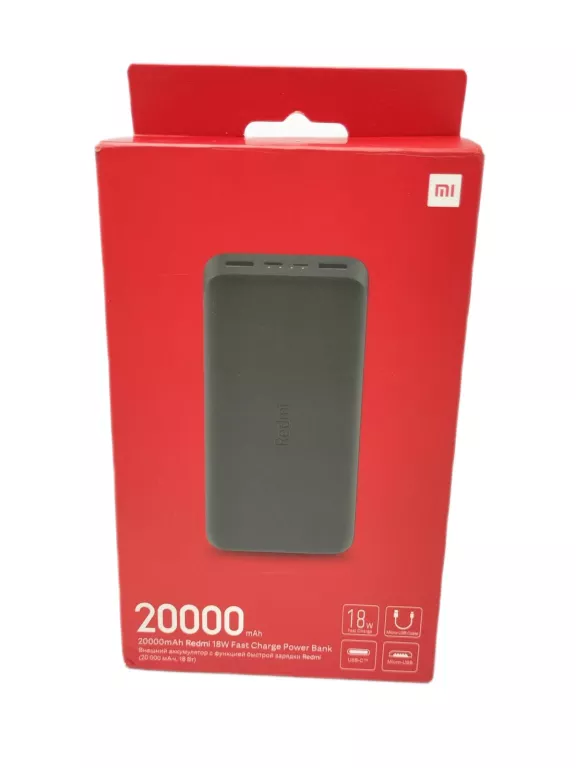 POWERBANK XIAOMI 20000 MAH CZARNY 18W FAST CHARGE