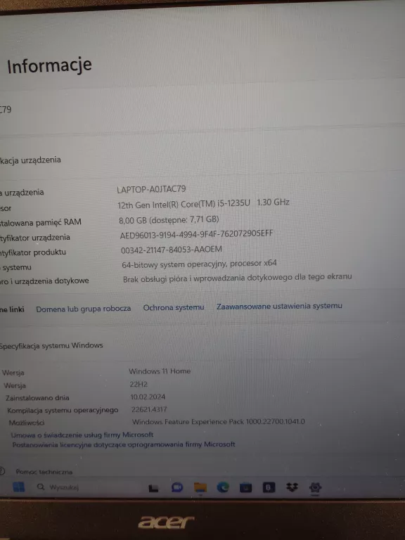 LAPTOP ACER EXTANSA 15 EX215-55