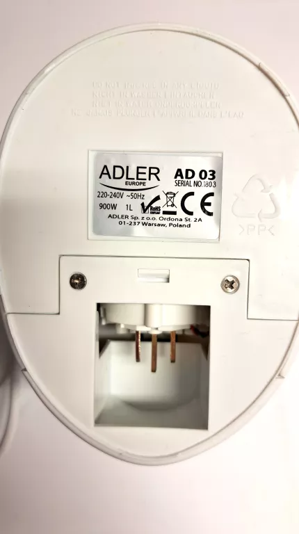 ADLER CZAJNIK ELEKTRYCZNY AD 03 900W 1L BIAŁY NOW NOW!!