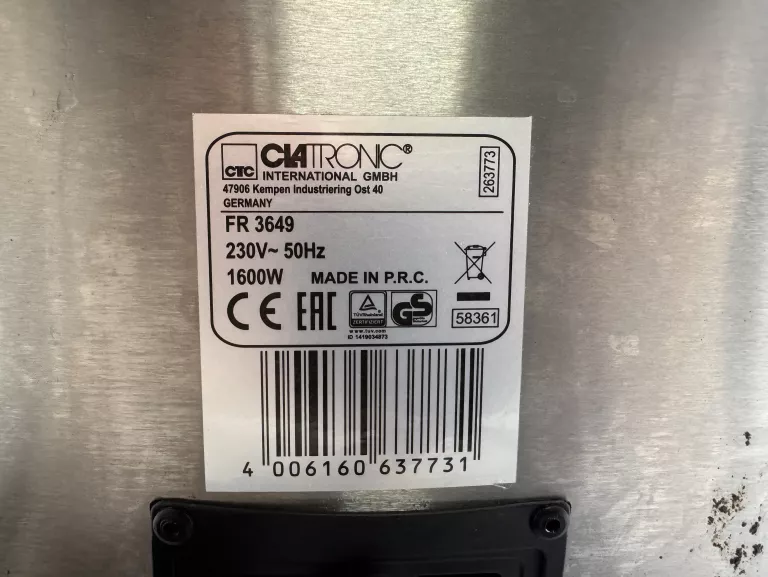 FRYTKOWNICA CLATRONIC FR 3649 1600W