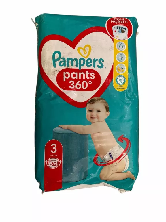 PAMPERS PANTS PIELUCHOMAJTKI, ROZMIAR 3, 62 SZT, 6KG-11KG