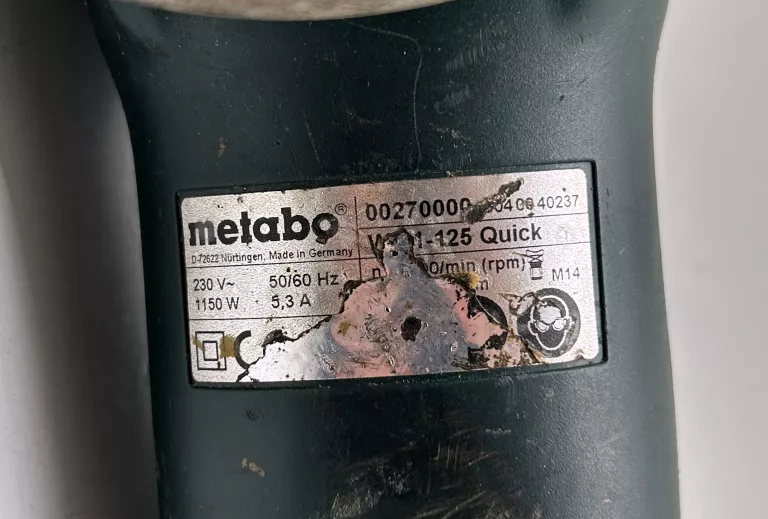 SZLIFIERKA KĄTOWA METABO WEV 11-125 QUICK 1150W