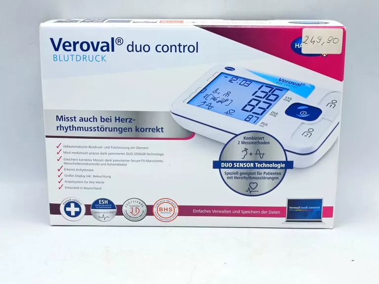 CIŚNIENIOMIERZ VEROVAL DUO CONTROL PRZEDRAMIĘ AUTOMATYCZNY 2 UŻYT.
