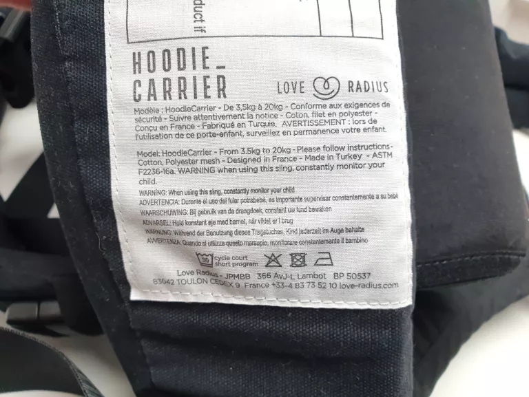 NOSIDEŁKO ERGONOMICZNE LOVE RADIUS HOODIE CARRIE - 3,5KG - 20KG