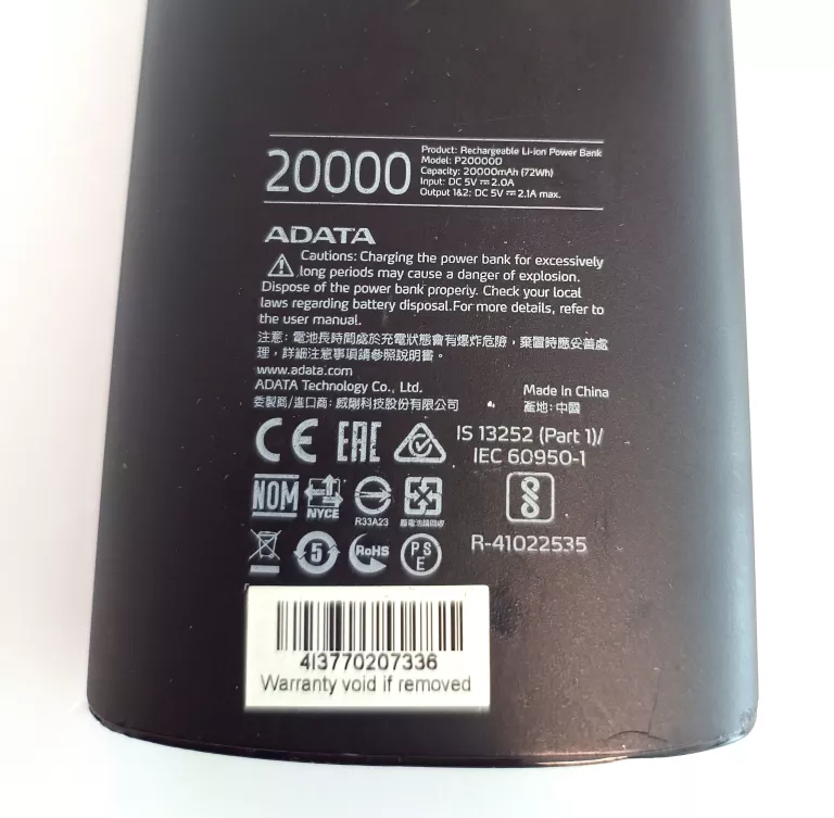 POWERBANK ADATA 20000MAH