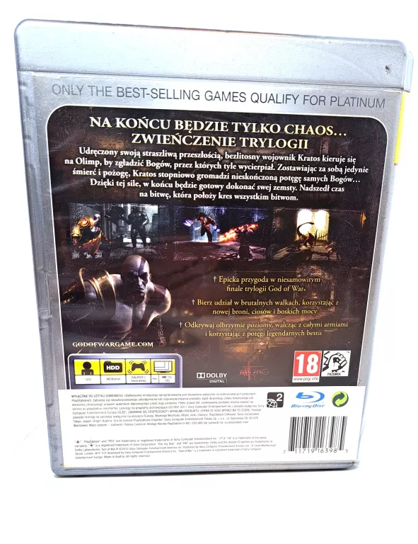 GRA GOD OF WAR III PL SONY PLAYSTATION 3 (PS3) WERSJA PLATINUM ZKSIĄŻECZK