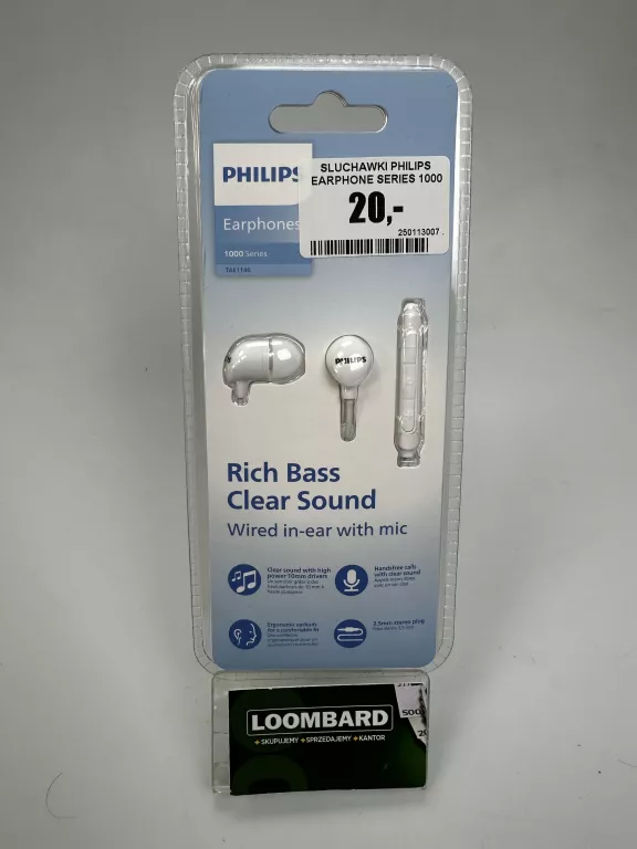 SLUCHAWKI PHILIPS EARPHONE SERIES 1000