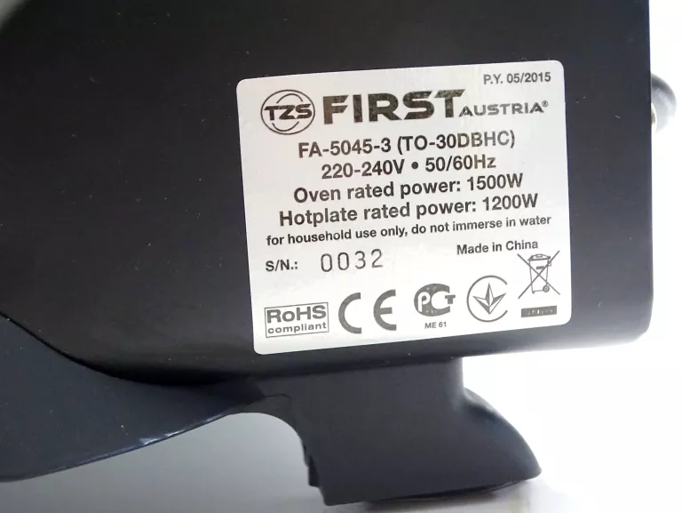 PIEKARNIK PIECYK FIRST AUSTRIA FA-5045-3 30L
