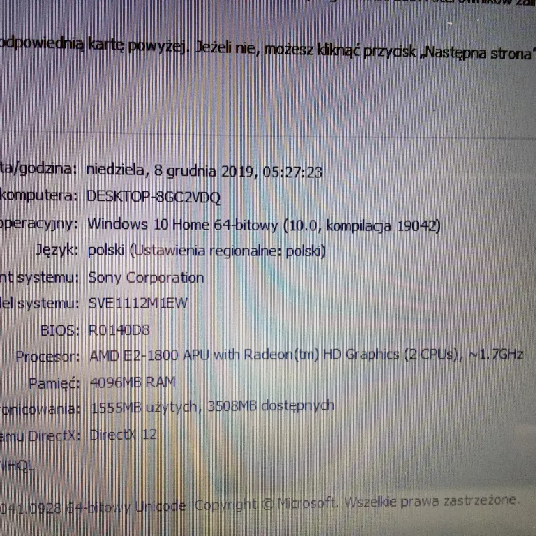 LAPTOP SONY VAIO SVE111B11M 11,6"/4GB/500GB