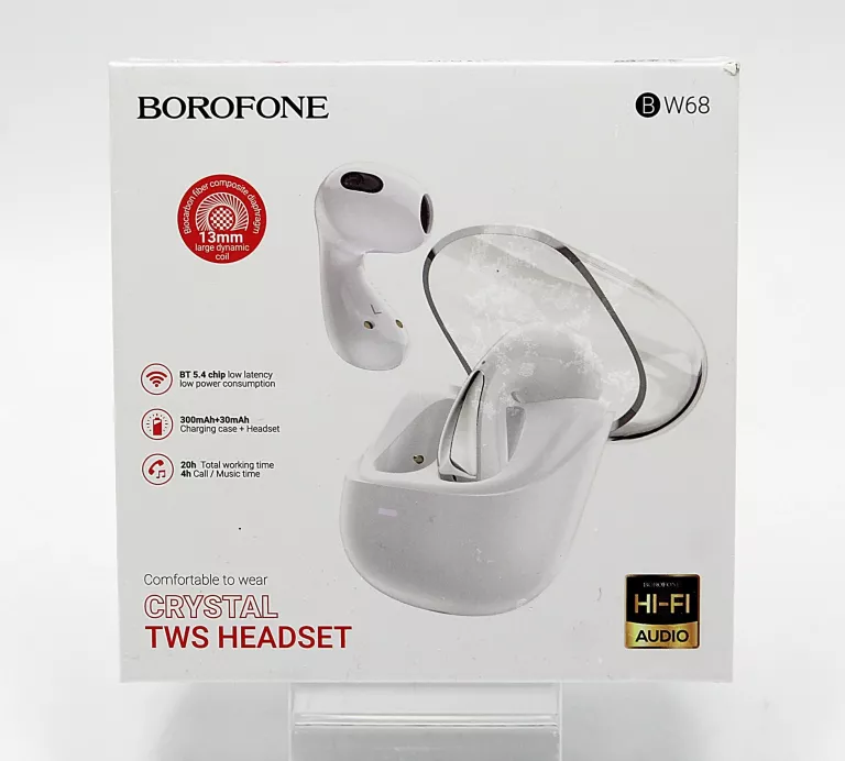 SŁUCHAWKI BLUETOOTH BOROFONE TWS BW68 EXTREME BIAŁE