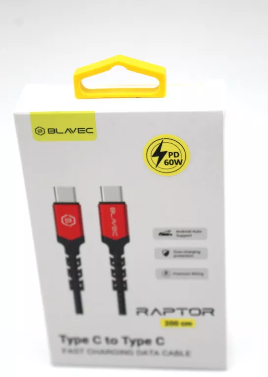 KABEL RAPTOR PLECIONY (CRA-CC3BR20) TYP C NA TYP C PD60W 3A 2METRY