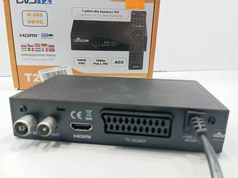 TUNER DVB-T2 HEVC DEKODER H.265 PVR T2-BOX SIGNAL KOMPLET