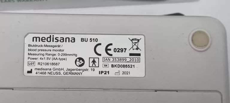 CIŚNIENIOMIERZ MEDISANA BU 510