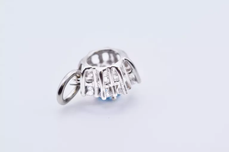 PRZEPIĘKNA ZAWIESZKA TOPAZ SWISS BLUE BRYLANTY 0,40 CT BIAŁE ZŁOTO 750