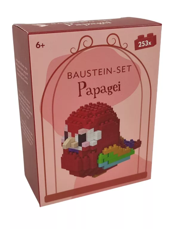 KLOCKI PUZZLE UKŁADANKA BAUSTEIN-SET PAPAGEI 253 ELEMENTY CZERWONA PAPUGA