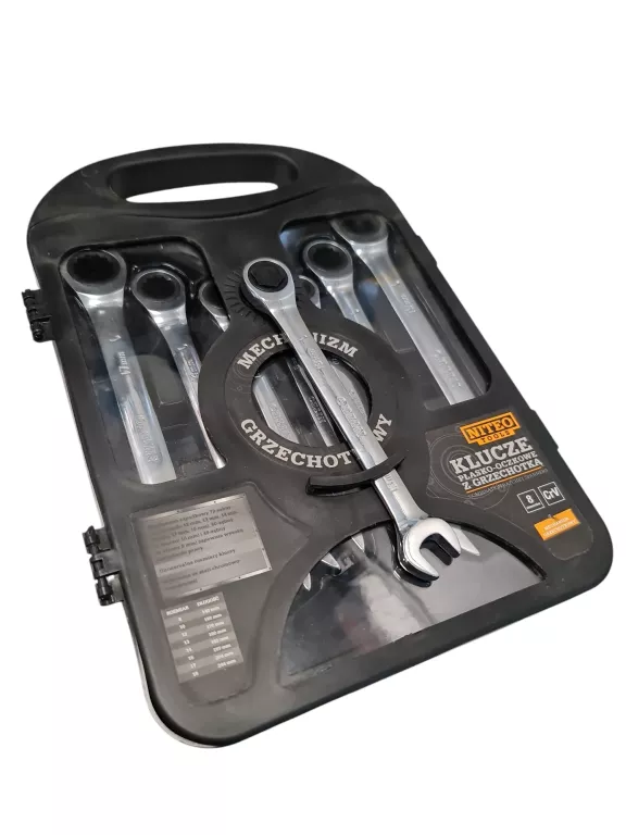 KLUCZE PŁASKO-OCZKOWE Z GRZECHOTKĄ 8 SZTUK NITEO TOOLS