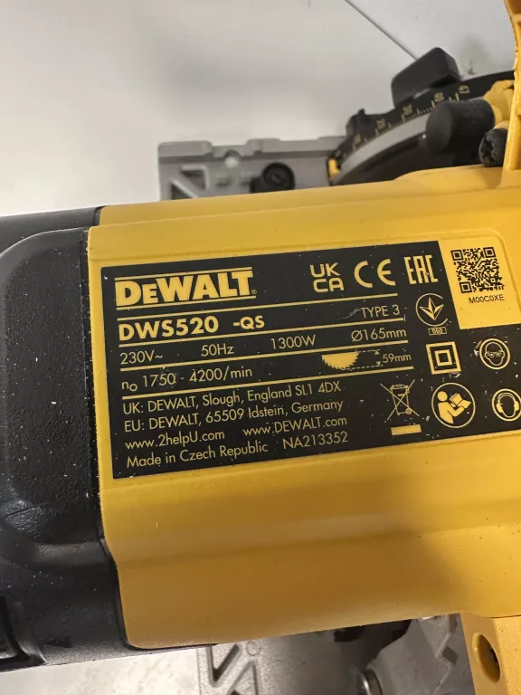 PILARKA TARCZOWA ZAGŁĘBIARKA DEWALT DWS520 1300W 165MM