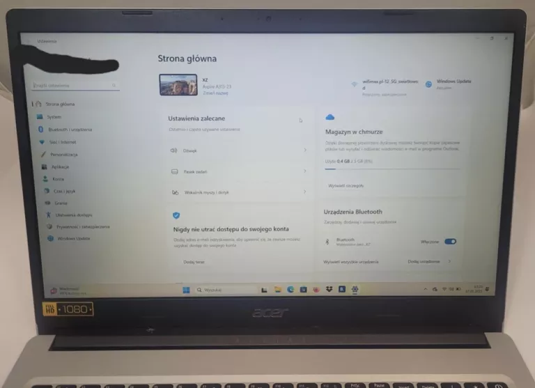 LAPTOP ACER ASPIRE 3 A315-23 N18Q13 + ŁADOWARKA @OKAZJA