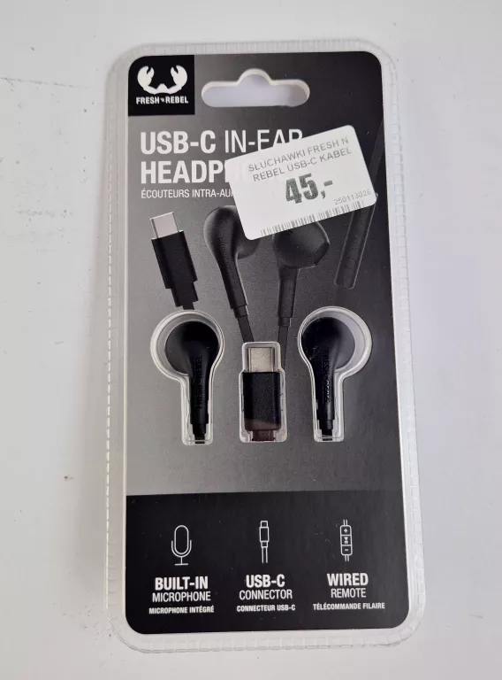 SŁUCHAWKI FRESH N REBEL USB-C KABEL CZARNE 8720249808787