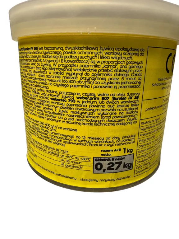 WEBER TEC 793 EPOXYBINDEMIDDEL 1KG TERMIN 05/2025 STAN FABRYCZNY