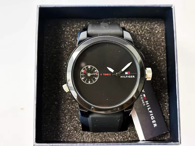 ZEGAREK TOMMY HILFIGER DENIM BLACK MĘSKI CZARNY GUMA 44MM