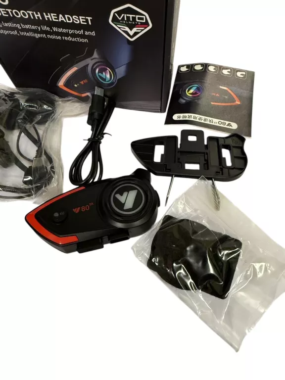 INTERKOM MOTOCYKLOWY VITO BLUETOOTH GŁOŚNIKI IPX6 WODOODPORNY