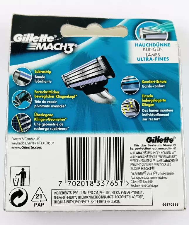 GILLETTE OSTRZA ZAMIENNE MACH 3 8 SZT