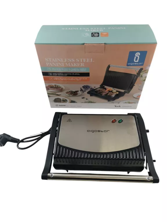 OPIEKACZ PANINI KONTAKTOWY GRILL ELEKTRYCZNY 800W AIGOSTAR