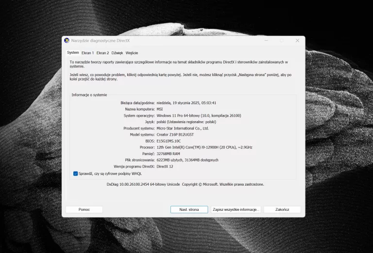 LAPTOP MSI CREATOR Z16P 165HZ I9-12900H 32GB RAM 2TB SSD RTX 3070 TI DOTYK