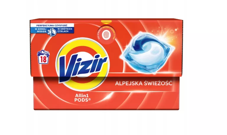 VIZIR ALLIN1 PODS KAPSULKI DO BIAŁEGO PRANIA ALPEJSKA ŚWIEŻOŚĆ 18 SZTUK