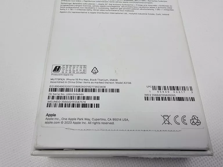 APPLE IPHONE 15 PRO MAX 256GB 100%