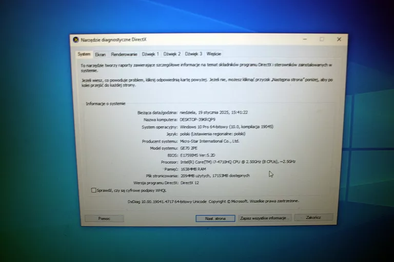 LAPTOP MSI MS-1759 8GB 1TB GTX 950M I7-4720HQ 2,6G