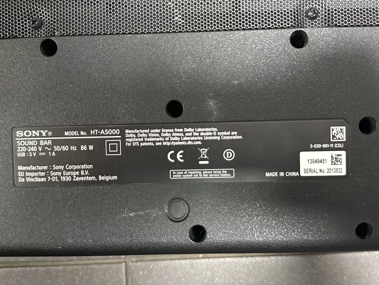 SONY HT-A5000 5.1.2 SOUNDBAR Z DOLBY ATMOS+PILOT