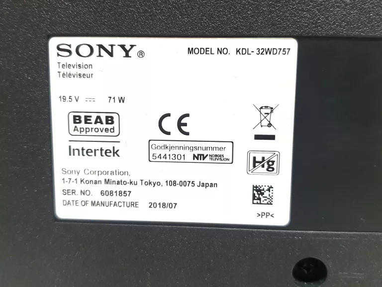 TV SONY KDL 32WD757