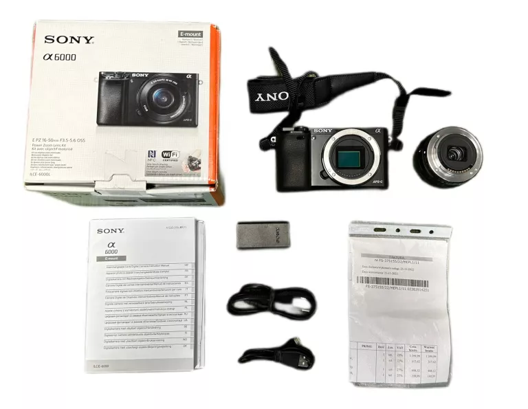 APARAT SONY A6000 (ILCE-6000)PRZEBIEG:1628 KORPUS+OBIEKTYW 16-50MM KOMPLET