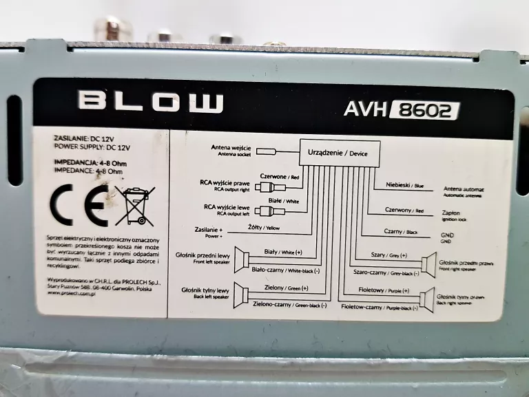 RADIO SAMOCHODOWE BLOW AVH 8602 KOMPLET DZ: 14,09,2024