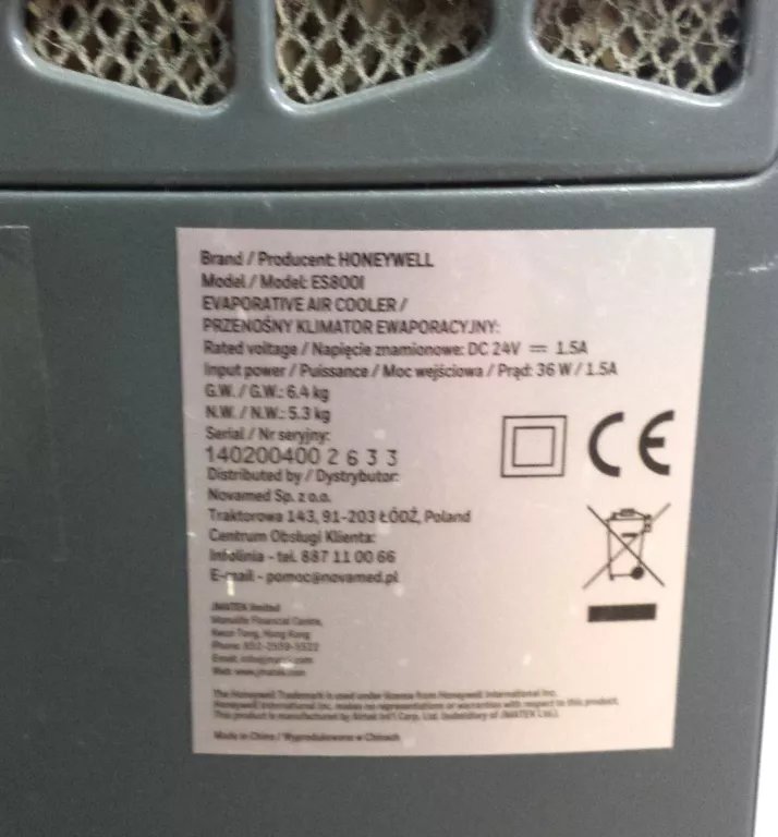 KLIMATOR HONEYWELL ES800I