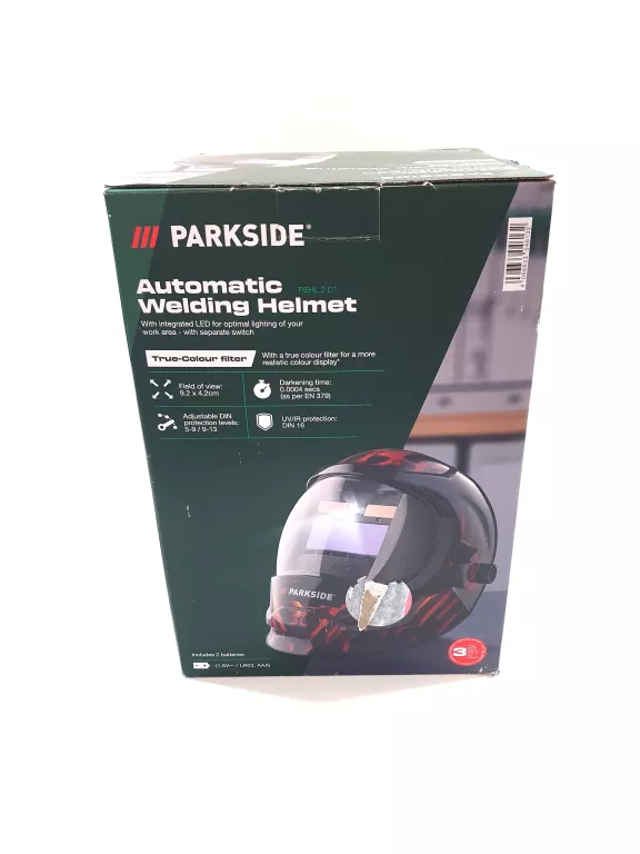 PARKSIDE PSHL 2 D1 AUTOMATYCZNA PRZYŁBICA MASKA SPAWALNICZA W PŁOMIENIE LE